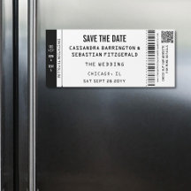 Aimant de sauvegarde de date de mariage de billet 