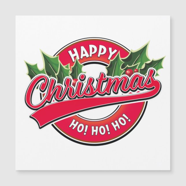 Carte Magnétique Aimant de voiture Joyeux Noël Ho! Ho! Ho! (Devant)