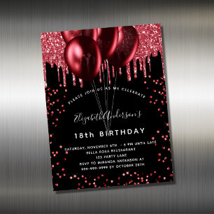 Carte Magnétique Aimant d'invitation pour les ballons rouges noirs