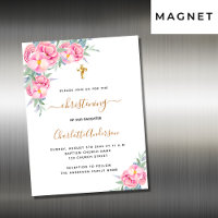 Aimant d'invitation rose de fleurs roses