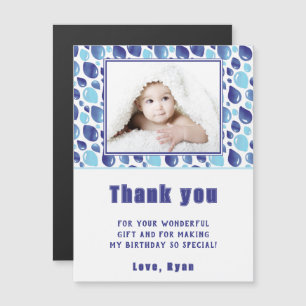 Carte Magnétique Aimant Merci Photo Anniversaire Enfant Balloon Ble