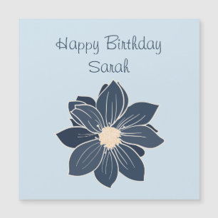 Carte Magnétique Aimant personnalisé Fleur Bleue Joyeux Anniversair