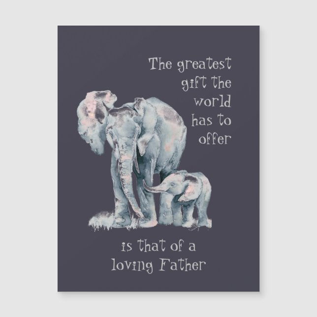 Carte Magnétique Aimer Elephant Père et bébé animal Citation (Devant)