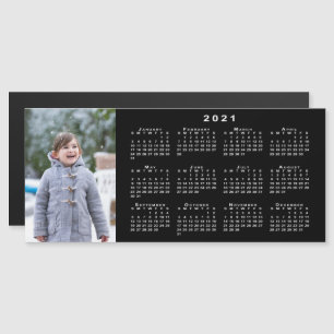 Carte Magnétique Ajouter votre calendrier photo 2021 sur noir