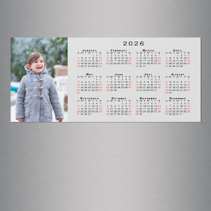 Carte Magnétique Ajouter votre photo 2026 Calendrier sur le aimant