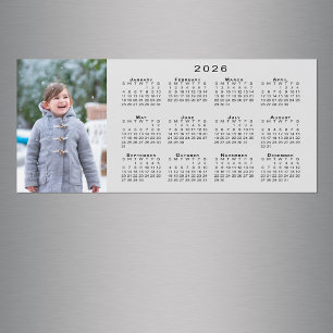 Carte Magnétique Ajoutez votre photo Calendrier 2026 sur aimant gri