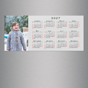Carte Magnétique Ajoutez votre photo Calendrier 2027 Aimant Gris