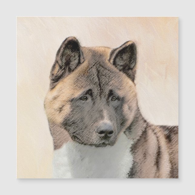 Carte Magnétique Akita Peinture - Cute Original Chien Art (Devant)