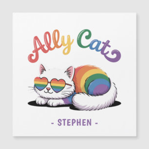 Carte Magnétique Ally Cat - Cute White Cat LGBTQ Pride (2)
