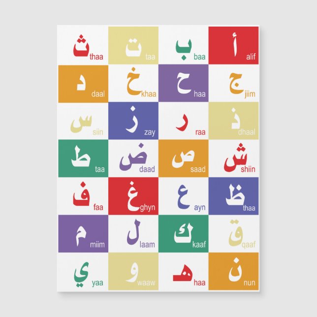 Carte Magnétique alphabet arabe Lettres pour enfants (Devant)