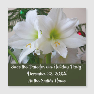Carte Magnétique Amaryllis blanc et sapin de Noël