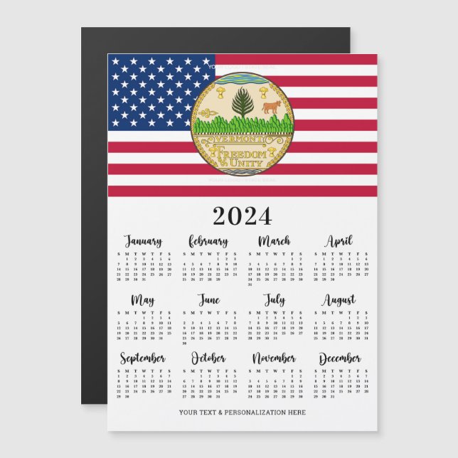 Carte Magnétique American Flag Patriotic Your Logo 2023 Calendrier (Devant / Derrière)