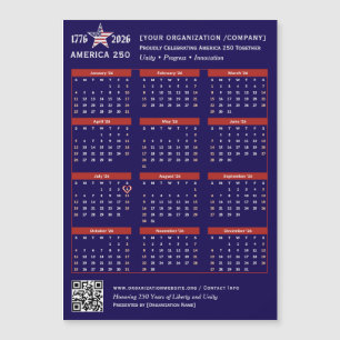 Carte Magnétique Amérique 250 Patriotic Blue 2026 Calendrier Keepsa