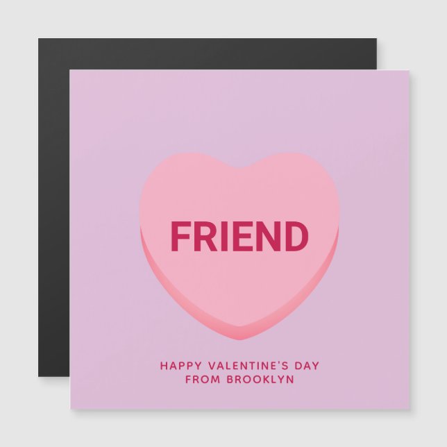 Carte Magnétique Ami conversation violet coeur Valentine's card (Devant / Derrière)