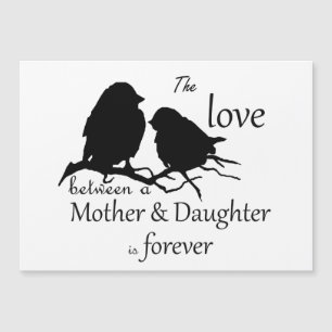 Carte Magnétique Amour entre la citation d'oiseau de fille de mère