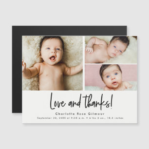Carte Magnétique Amour et merci Baby 3 photos Merci