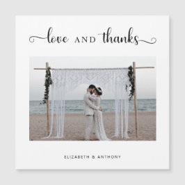 Carte Magnétique Amour et Merci Photo Mariage Simple Elegant Chic
