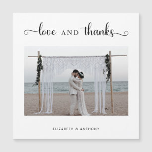 Carte Magnétique Amour et Merci Photo Mariage Simple Elegant Chic