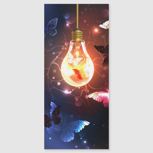 Carte Magnétique Ampoule lumineuse avec papillons nocturnes (Devant)