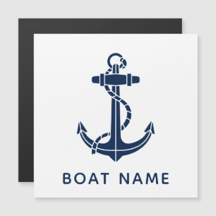 Carte Magnétique Ancre de bateau et nom coutume nautique