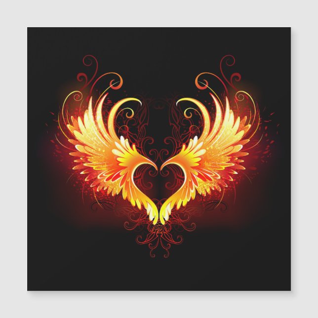 Carte Magnétique Angel Fire Heart with Wings (Devant)