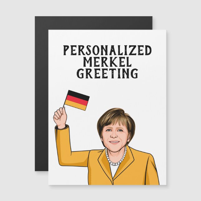 CARTE MAGNÉTIQUE ANGELA MERKEL PERSONNALISÉE (Devant / Derrière)