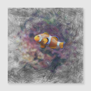 Carte Magnétique animal artistique poisson clown