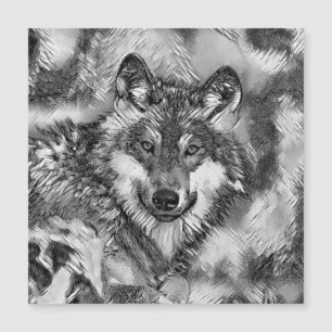 Carte Magnétique AnimalArtBW_Wolf_001