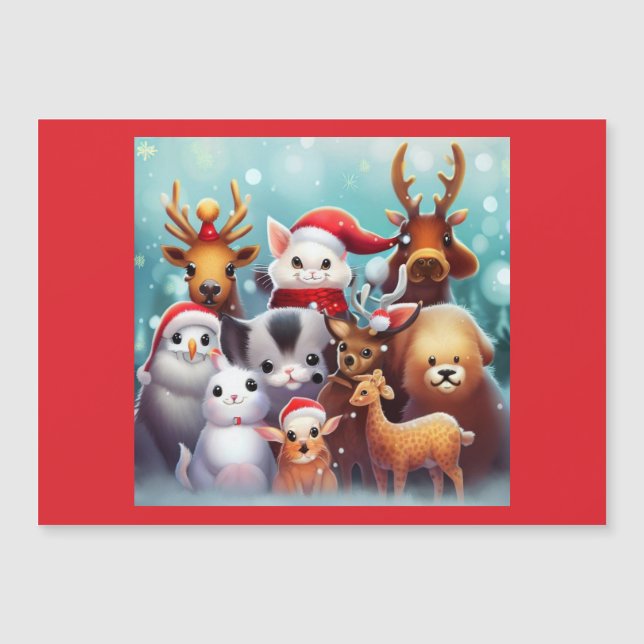 Carte Magnétique Animaux de Noël 2 (Devant)