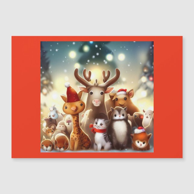 Carte Magnétique Animaux de Noël 7 (Devant)
