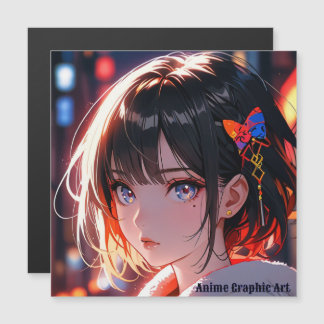 Carte Magnétique anime cute girl design