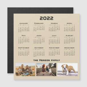 Carte Magnétique Année 2022 Calendrier 3 Photo familiale Collage Ma