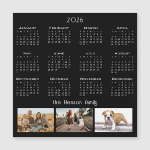 Carte Magnétique Année 2026 Calendrier 3 Famille Photo Collage Magn