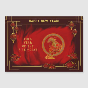 Carte Magnétique Année du Cheval de Feu , Bonne Année Lunaire