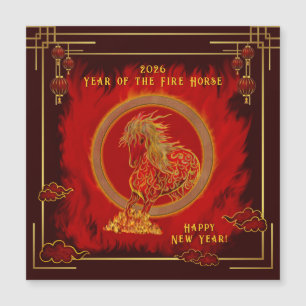 Carte Magnétique Année du Cheval de Feu , Bonne Année Lunaire