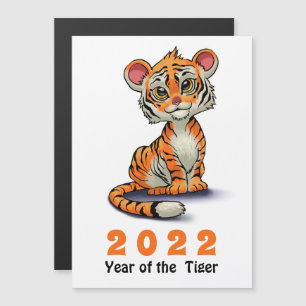 Carte Magnétique Année du Tiger 2022 Cute Orange Cartoon Cub