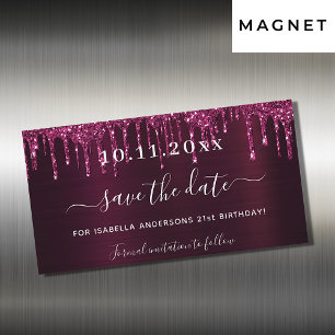 Carte Magnétique Anniversaire bourgogne parties scintillant gouttes