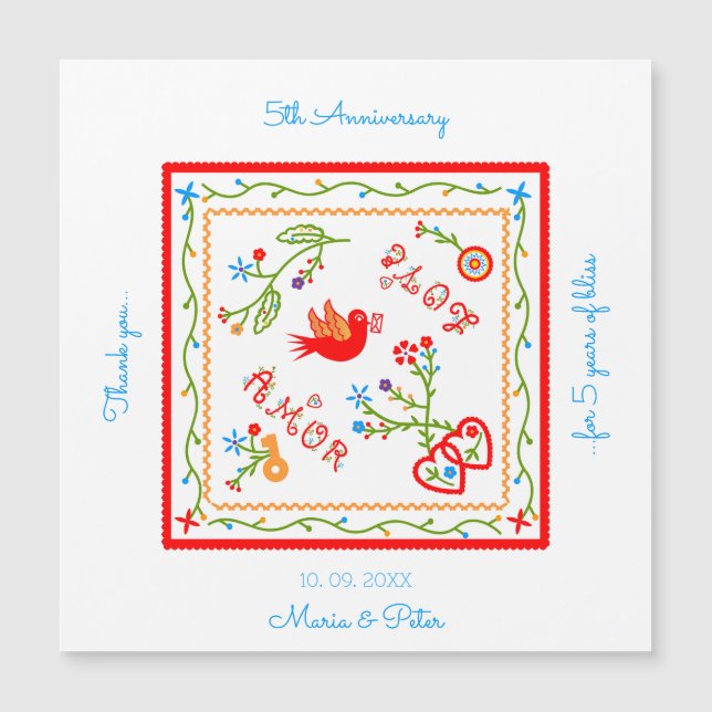 Carte Magnétique Anniversaire du mariage de mouchoirs portugais (Devant)