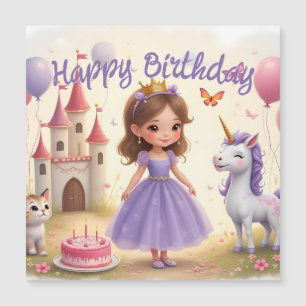 Carte Magnétique Anniversaire magique dans un monde de conte de fée