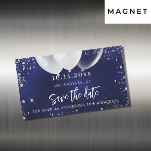 Carte Magnétique anniversaire marine bleu blanc enregistrer l'aiman