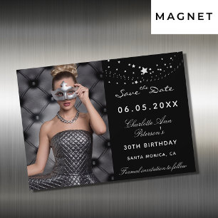 Carte Magnétique Anniversaire photo noir blanc enregistrer la date 