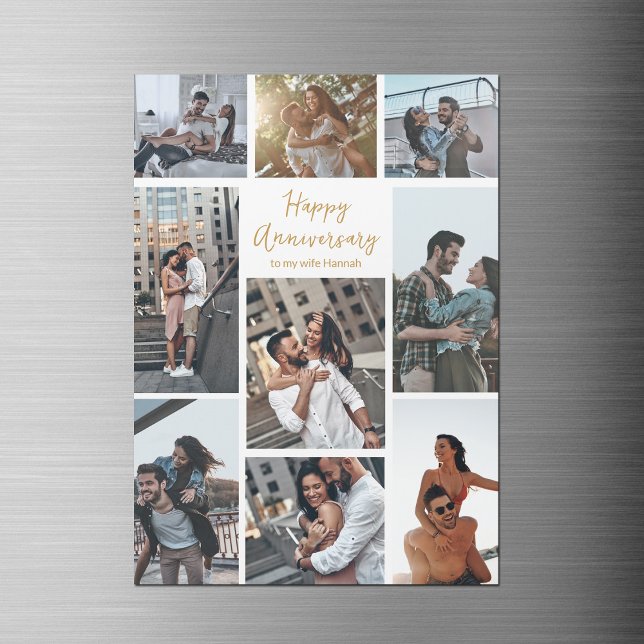 Carte Magnétique Anniversaire romantique Personnalisé Photo Collage (Créateur téléchargé)