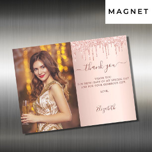 Carte Magnétique Anniversaire rose or parties scintillant photo aim