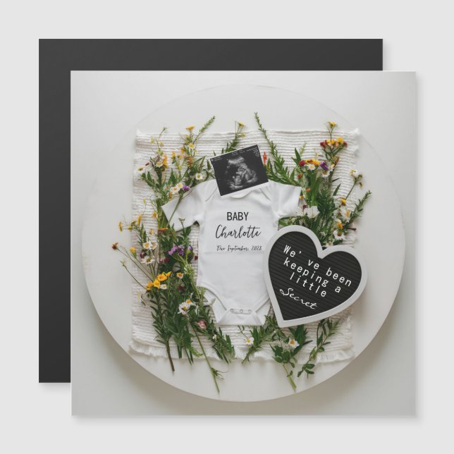 Carte Magnétique Annonce de grossesse Fleur sauvage Cadeau de révél (Devant / Derrière)