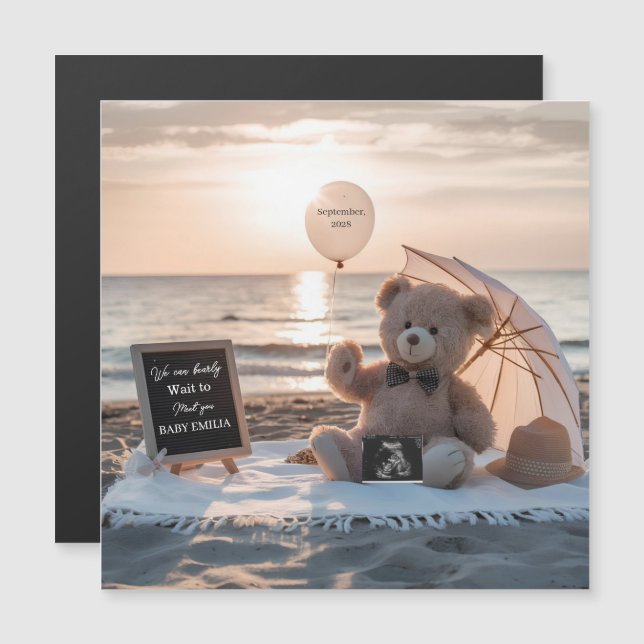 Carte Magnétique Annonce de grossesse minimale Cadeau de bébé simpl (Devant / Derrière)