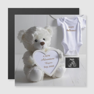 Carte Magnétique Annonce de grossesse ours blanc minimal