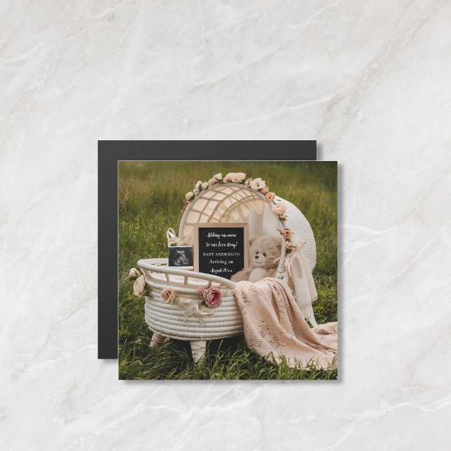 Carte Magnétique Annonce de grossesse révélation bébé neutre rustiq (Créateur téléchargé)