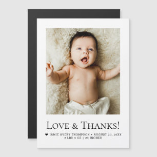 Carte Magnétique Annonce de naissance avec photo de bébé Love and T