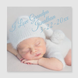 Carte Magnétique Annonce de naissance de nouveau-né Photo Grand-Pèr