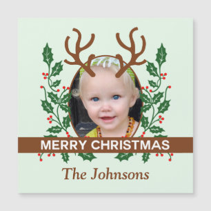 Carte Magnétique Antlers de rennes de Noël Personnaliser la photo